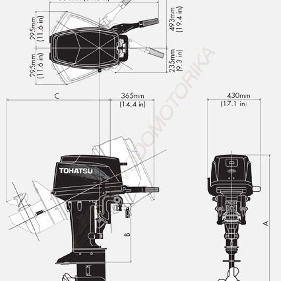 Лодочный мотор Tohatsu M30H EPL 30 л.с. двухтактный