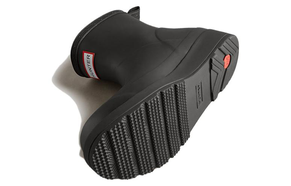 HUNTER Waterproof Rain Boots Women"s Black Dial With White Logo