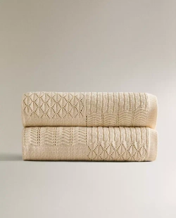 ZARA HOME ДЕТСКИЙ ПЛЕД В СТИЛЕ ПЭЧВОРК, ЭКРЮ