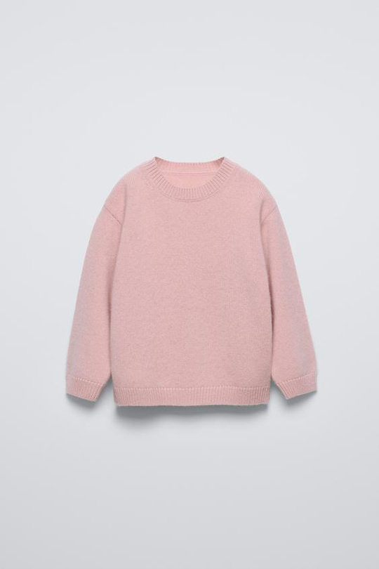 ZARA СВИТЕР ИЗ 100% КАШЕМИРА, ПЫЛЬНО-РОЗОВЫЙ