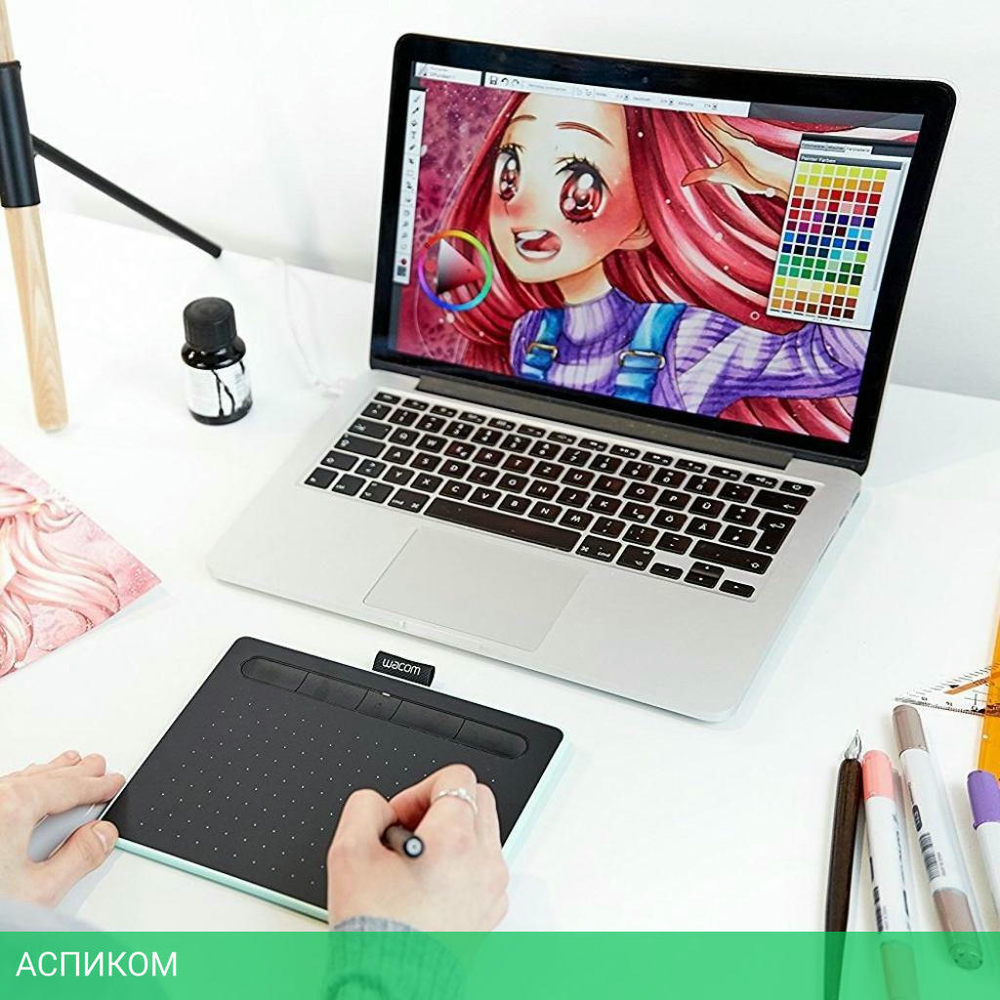 Графический планшет Wacom Intuos S Bluetooth Pistachio (CTL-4100WLE-N)