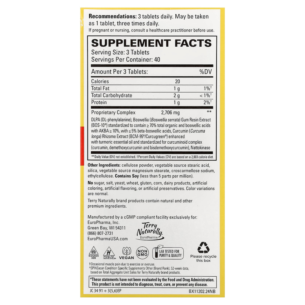 Terry Naturally, Curamin®, обезболивающее средство, 120 таблеток