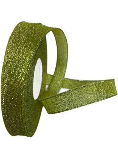 Лента люрекс 12мм - 33м -1 боб. (салатный с золотом)