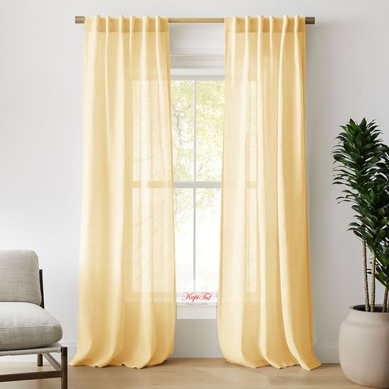 Длинные шторы под лён Селинен (персиковый)