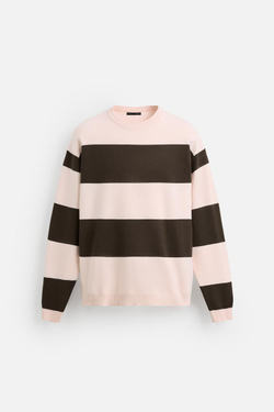 ZARA СВИТЕР ИЗ МЯГКОЙ ТКАНИ С РЕЛЬЕФНЫМ УЗОРОМ, ПОЛОСКИ