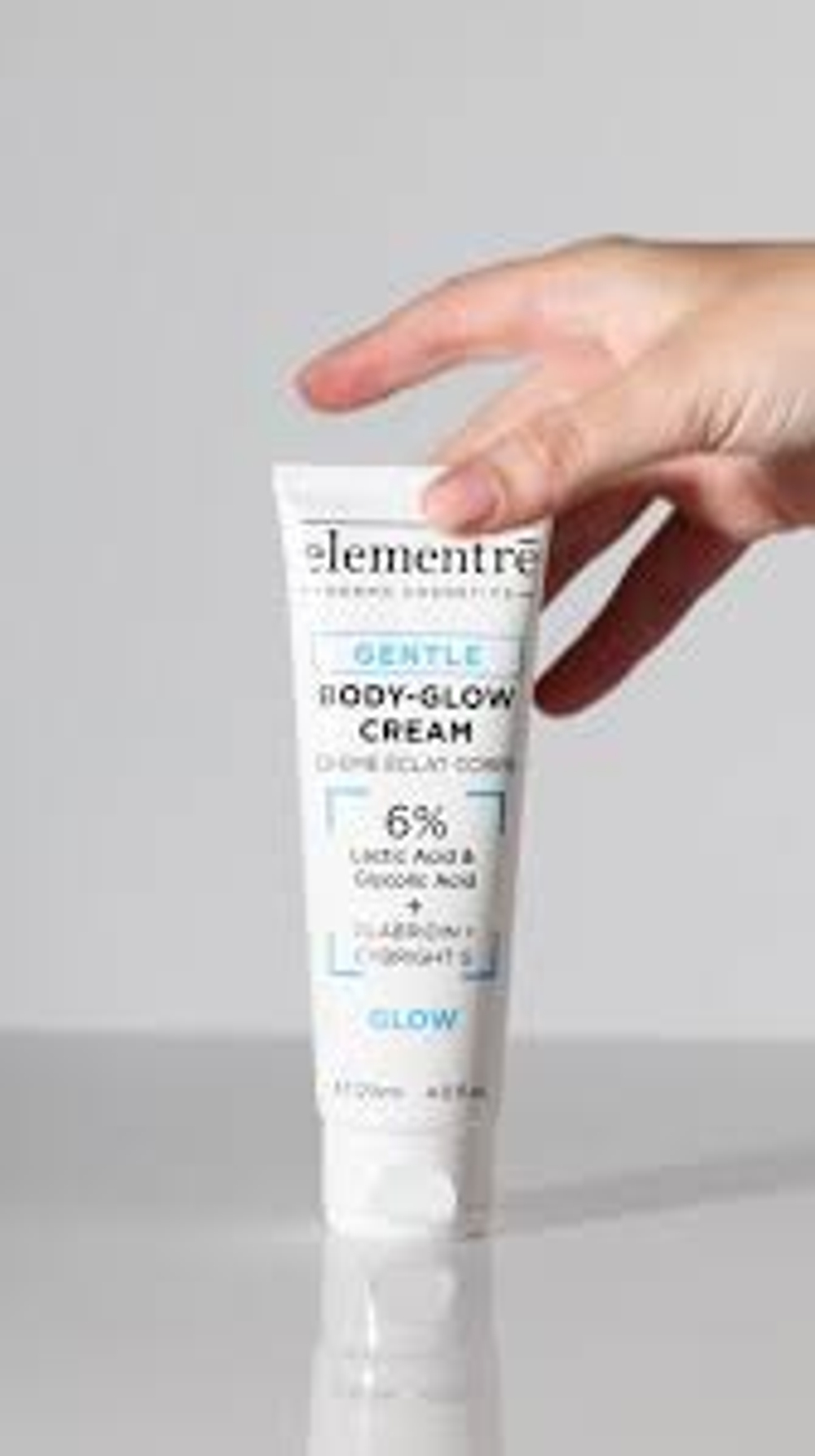 Крем для тела «Сияние» GENTLE BODY GLOW - 6% Lactic & Glycolic Acid 120 ml. от Elementrè Dermo Cosmetics, Швейцария, эффективно при гиперпигментации и тусклости.