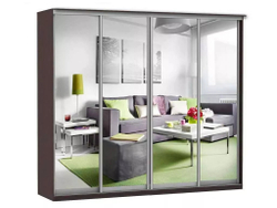 Шкаф купе Модерн 2362х450 4-х дверный 3-х секционный зеркальный венге