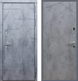 Входная металлическая дверь Рекс 28 Бетон темный / ФЛ-291 Лучи Бетон темный 16мм (одинаковый цвет снаружи и внутри)