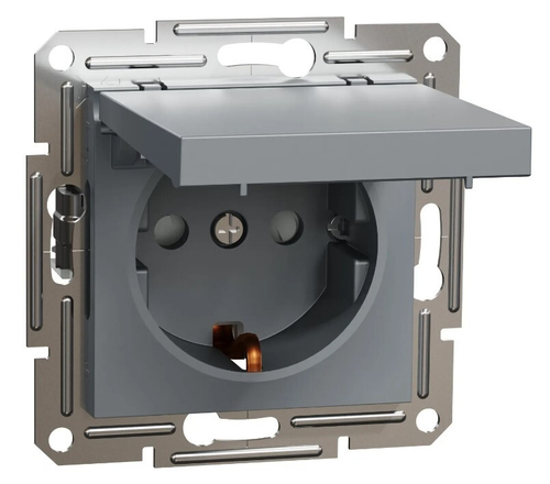 РОЗЕТКА С/У 1-ГНЕЗДО С/З 16A ВИНТОВЫЕ КЛЕММЫ МЕХ С КРЫШКОЙ СТАЛЬ ASFORA /SCHNEIDER/