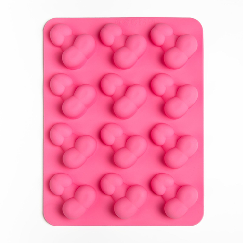 Ярко-розовая силиконовая форма для льда с фаллосами