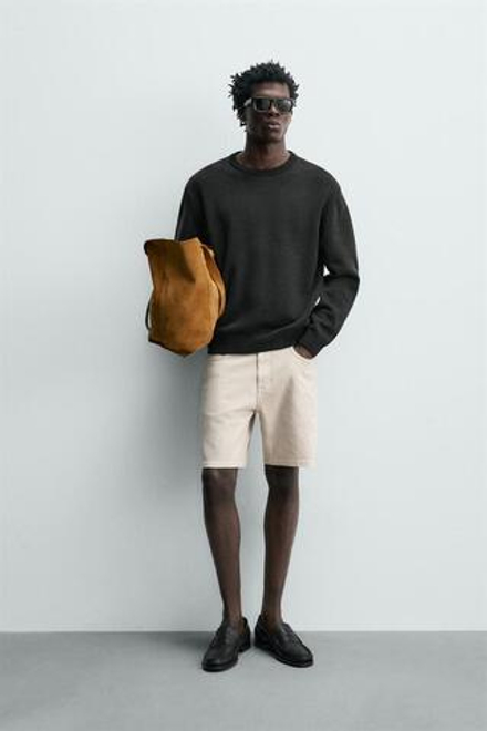 ZARA ДЖИНСОВЫЕ ШОРТЫ REGULAR FIT, ЭКРЮ