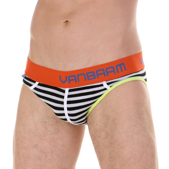 Мужские трусы джоки белые в черную полоску Van Baam