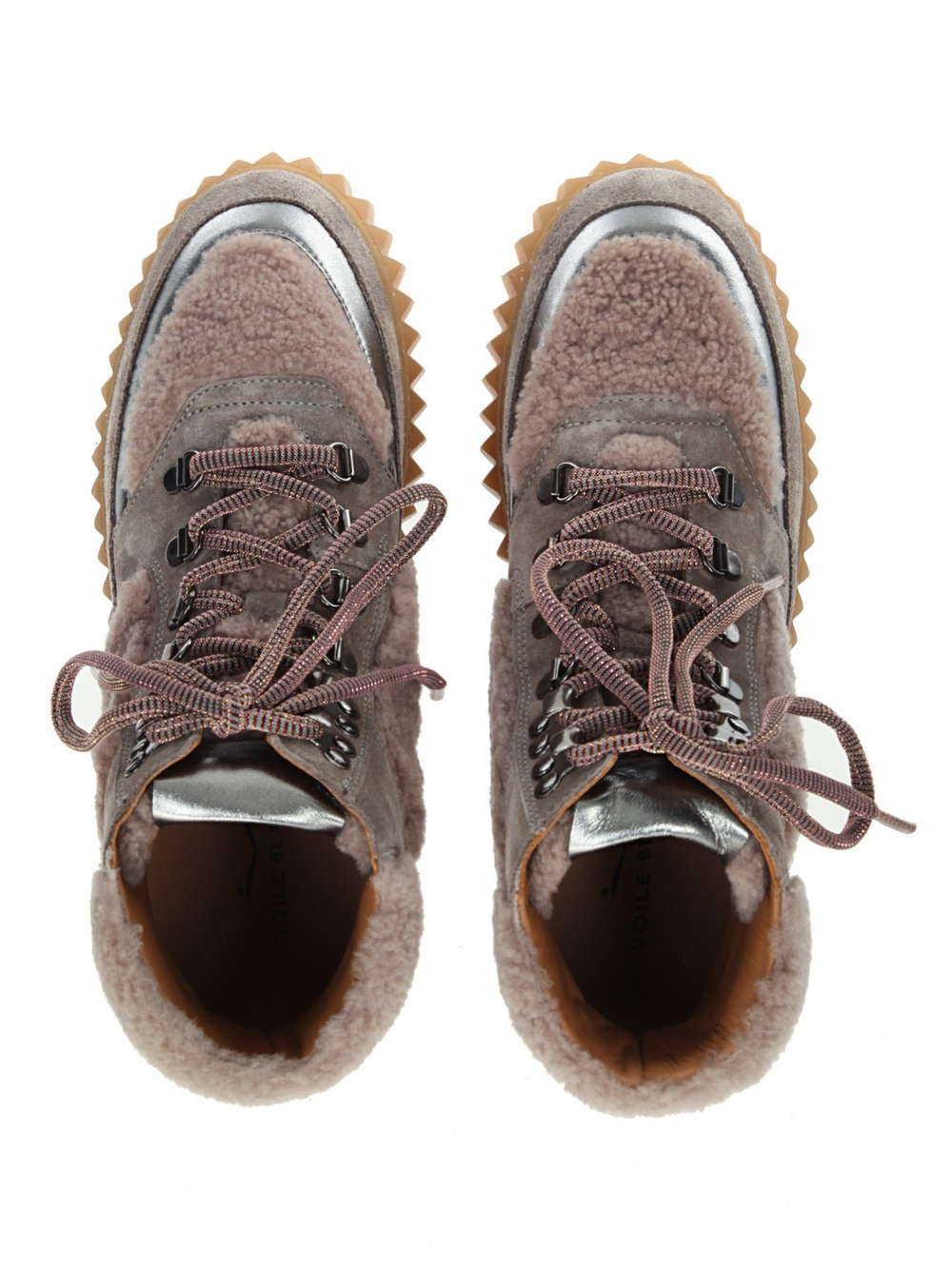 Кеды высокие жен. Voile Blanche EVA серый с мехом роз.