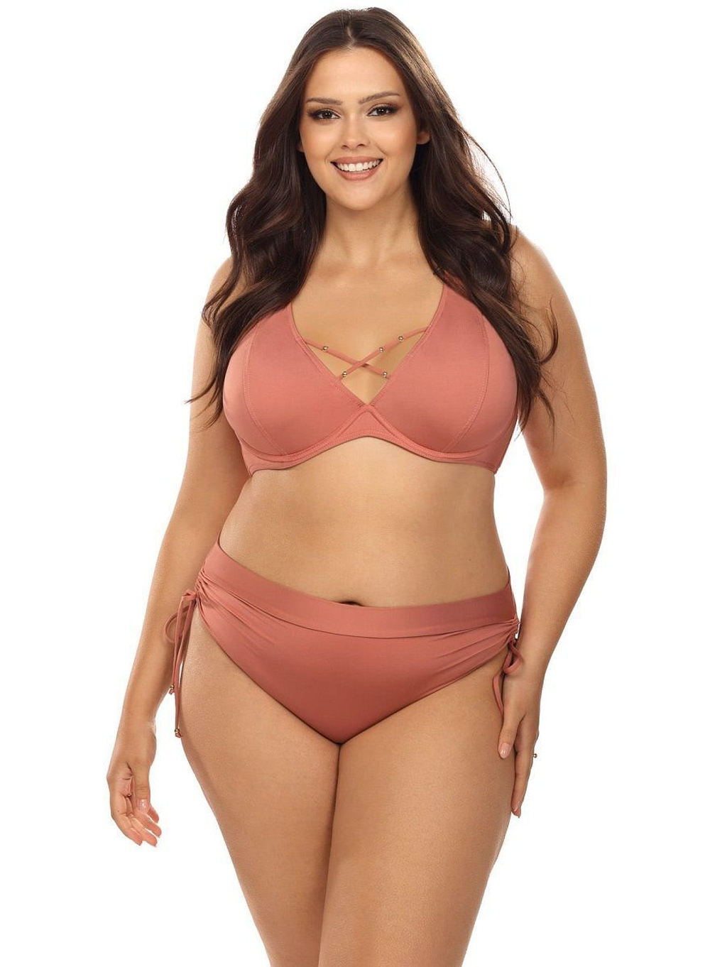 Раздельный купальник plus size с мягким лифом (Размер: 85D/42) (Цвет: пудровый)