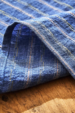 ZARA HOME ПОЛОСАТАЯ ЛЬНЯНАЯ САЛФЕТКА, СИНИЙ