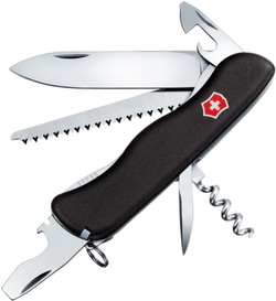 Нож Victorinox Forester, 111 мм, 12 функций, с фиксатором лезвия, черный