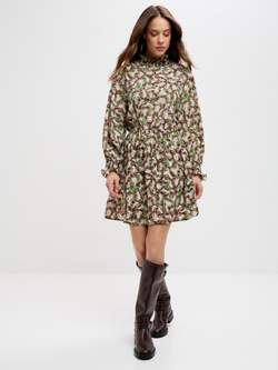 Платье мини с воротником стойкой