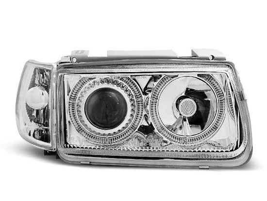 Передние фары VW Polo 3 6N angel eyes chrome