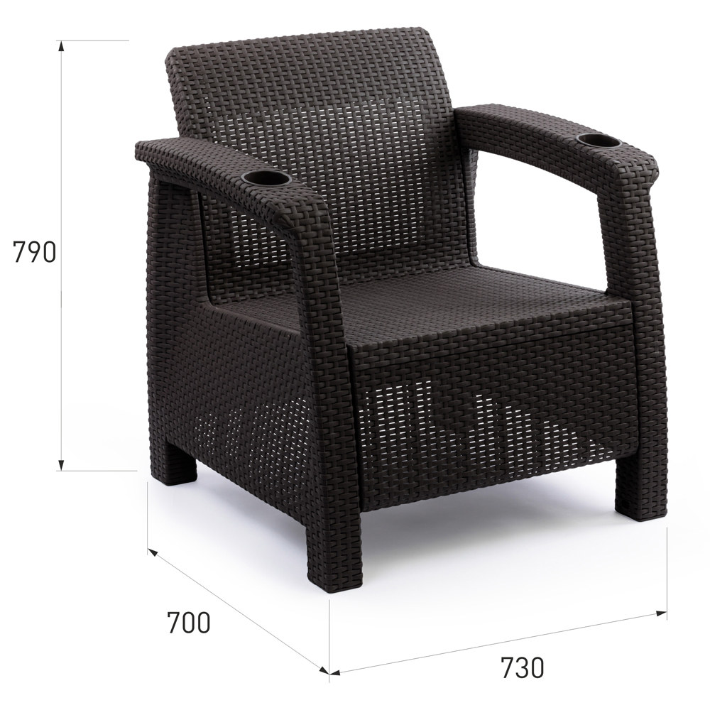 Набор из 2-ух кресел "Ротанг-плюс" без подушки (мокко)