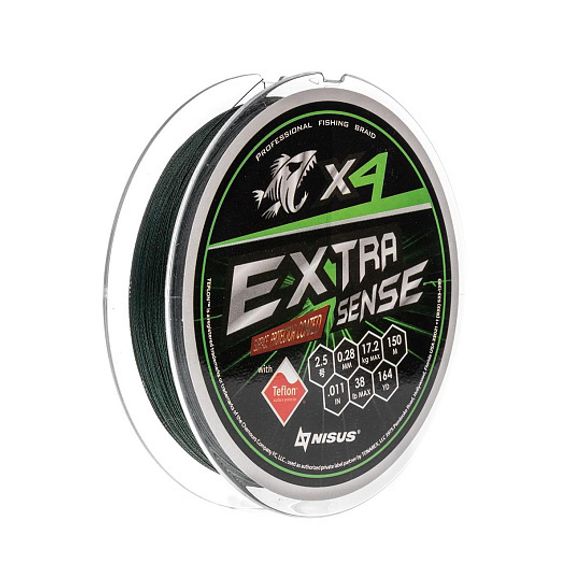 Шнур Extrasense X4 PE Green 150m 2.5/38LB 0.28mm (N-ES-X4-2.5/38LB) NISUS