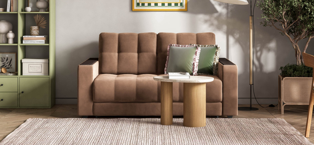 Диван Босс двухместный Велюр Монолит мокко