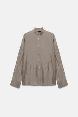 ZARA РУБАШКА ИЗ 100% ШЕЛКА — ZW COLLECTION, КОРИЧНЕВЫЙ