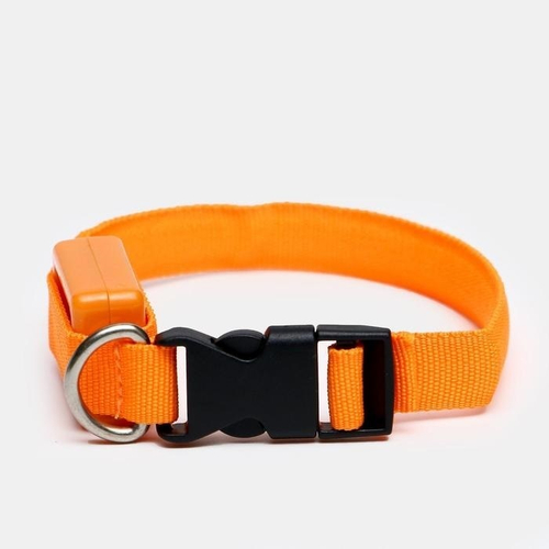 Ошейник светящийся узкий для небольших собак, 3 режима, 26см, Оранжевый