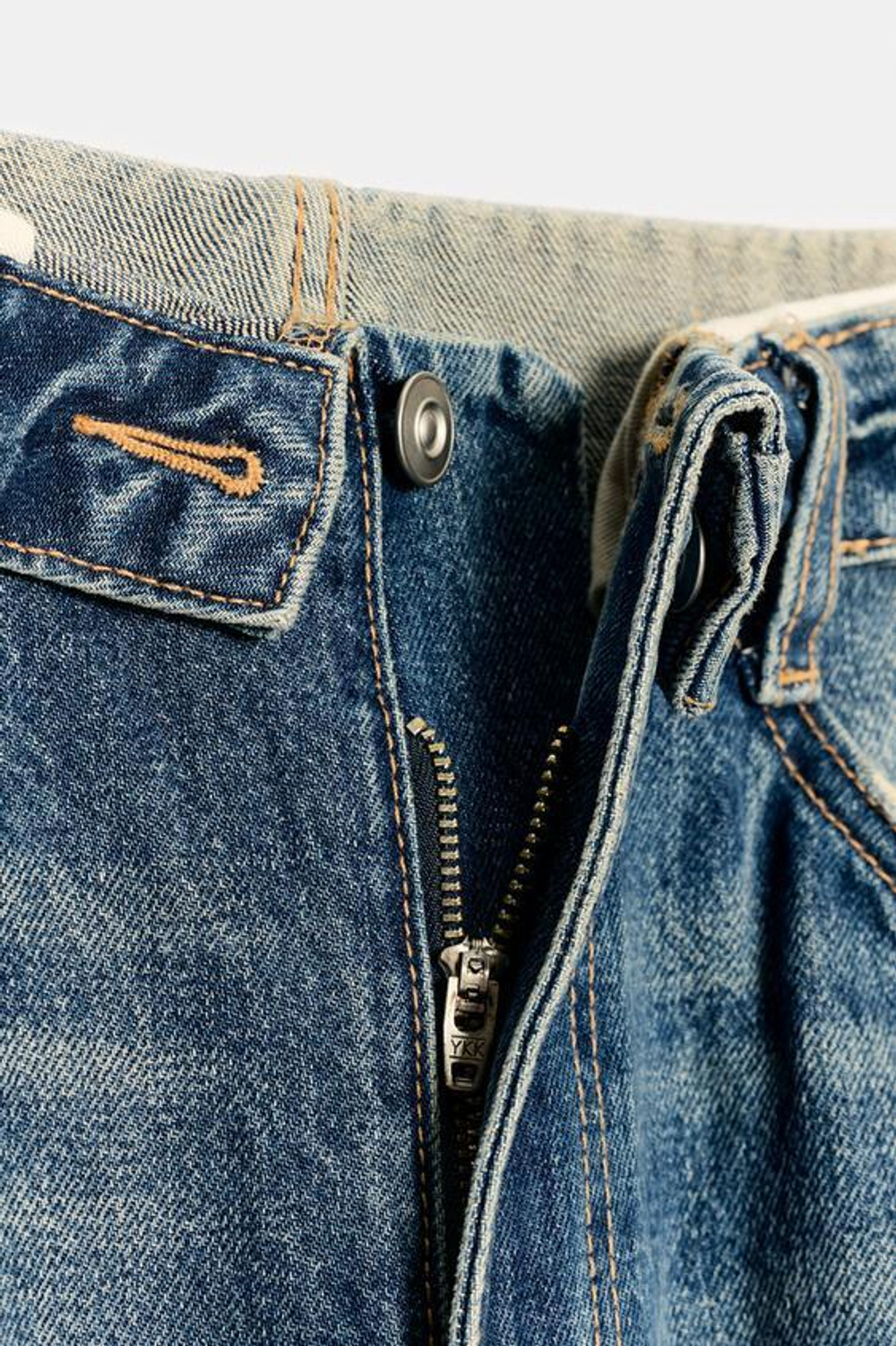 ZARA ДЖИНСЫ TRF СО СРЕДНЕЙ ПОСАДКОЙ И ОТВЕРНУТЫМ ПОЯСОМ, СИНИЙ