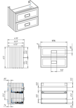 Тумба под раковину La Fenice Cubo Grigio TWIN серый 100 FNC-01-CUB-G-100-2