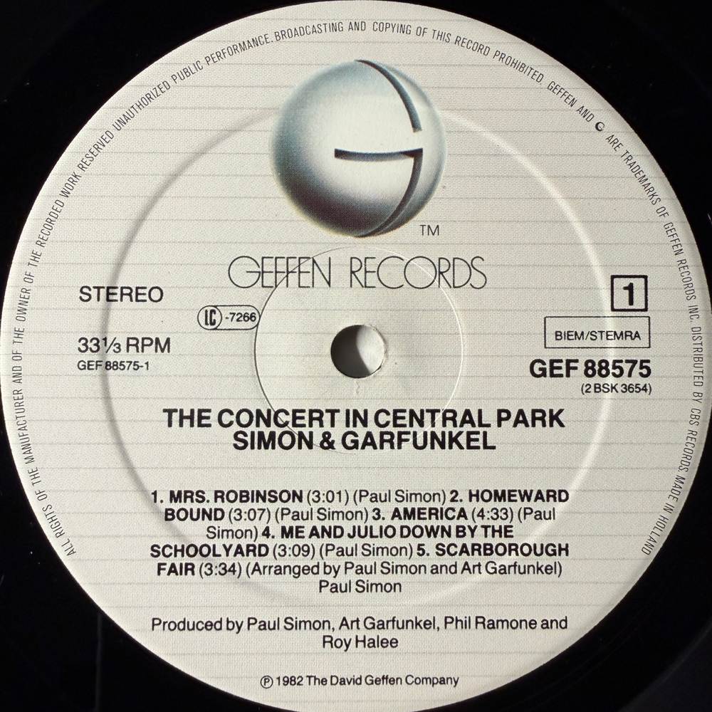 Simon And Garfunkel - The Concert In Central Park 2LP (Голландия 1982г.)