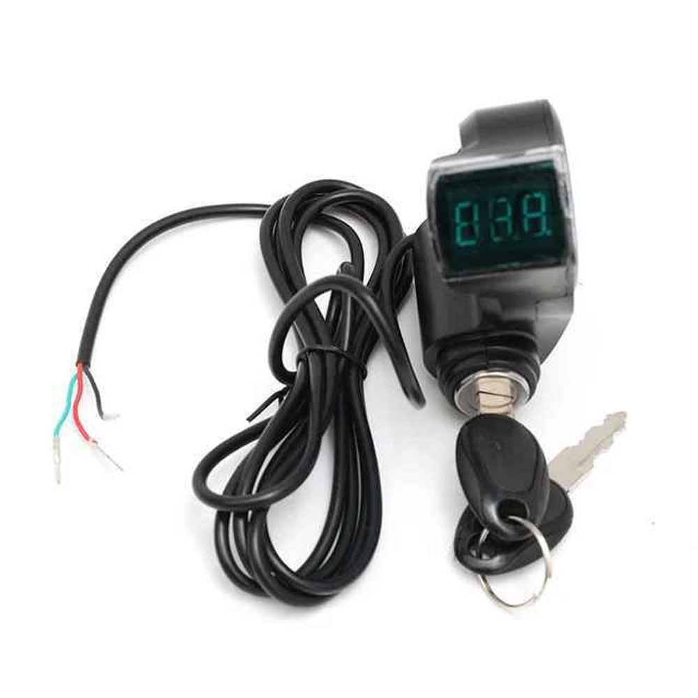 Вольтметр с замком зажигания для электросамокатов (кабель 2 метра)