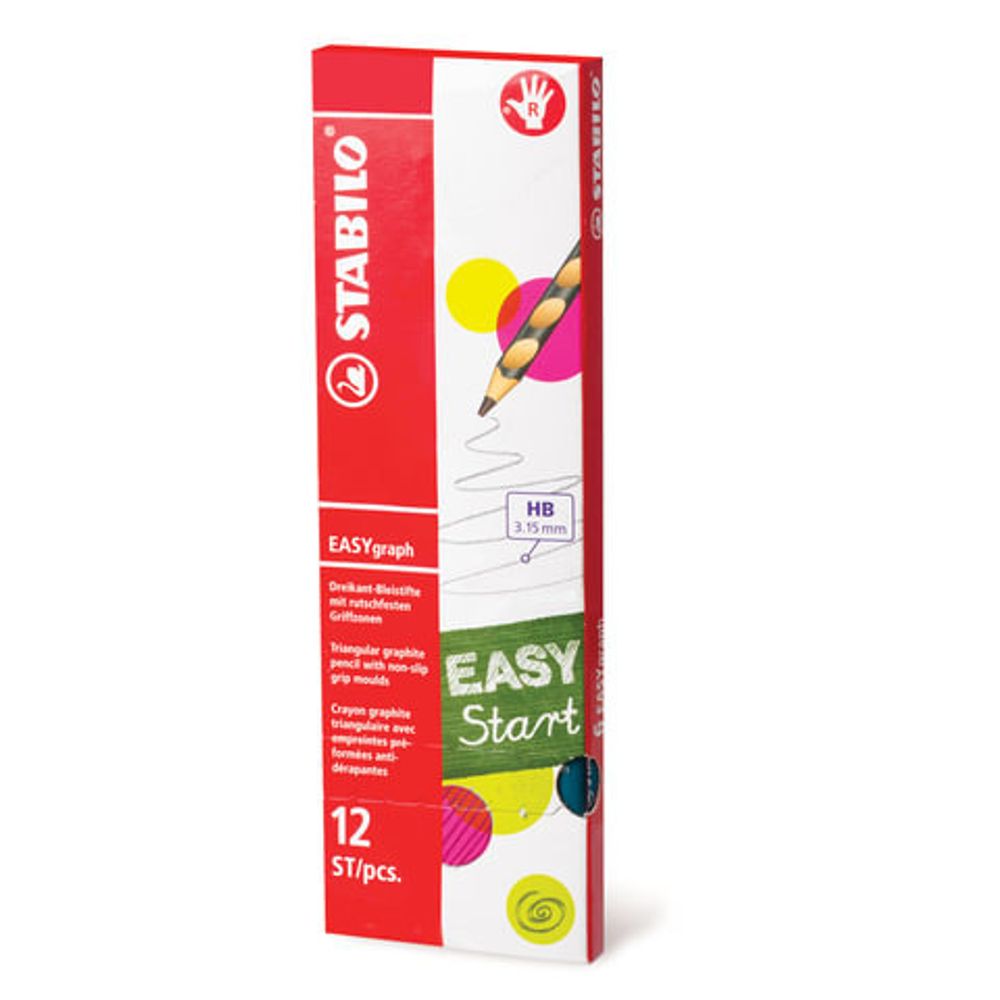 Карандаш чернографитный STABILO, 1 шт., "Easygraph", HB, без резинки, для правшей, заточенный, 322/HB