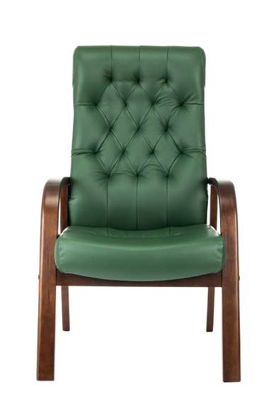 Кресло Бюрократ T-9928WALNUT-CF зеленый кожа на ножках дерево