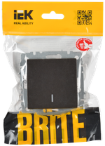 BRITE Выключатель 1-клавишный проходной с индикацией 10А ВС10-1-7-БрТБ темная бронза IEK