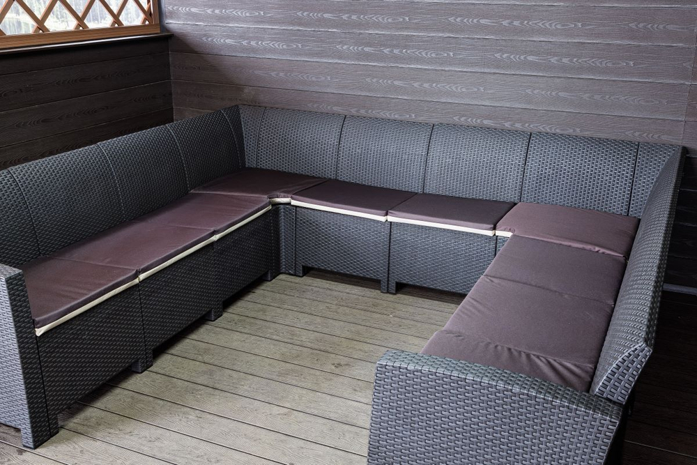 Садовый диван угловой П-образный Калифорния «California» на 10 мест с подушками на сиденье