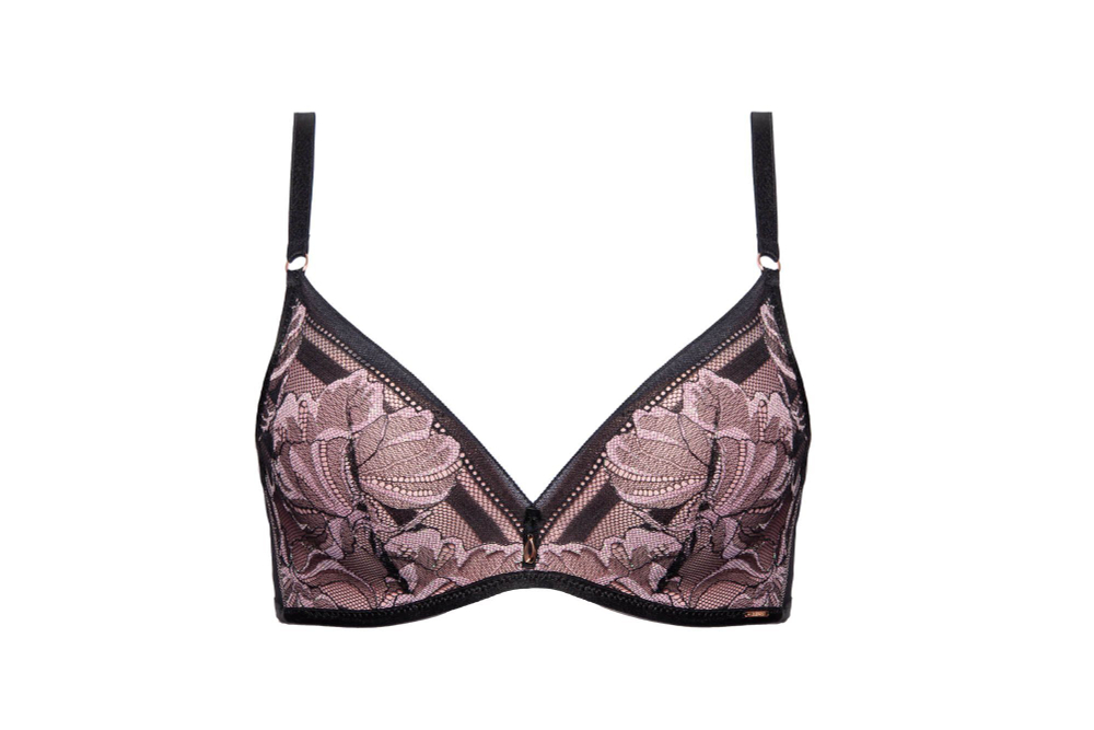 Супер пуш-ап бюстгальтер Glossy Iris с эффектом мерцания (Размер: 75D) (Цвет: черный с розовым)
