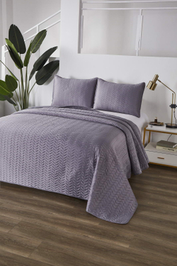 Покрывало 230x250 и 2 наволочки 50х70 Sofi De MarkO Саванна темно-серое