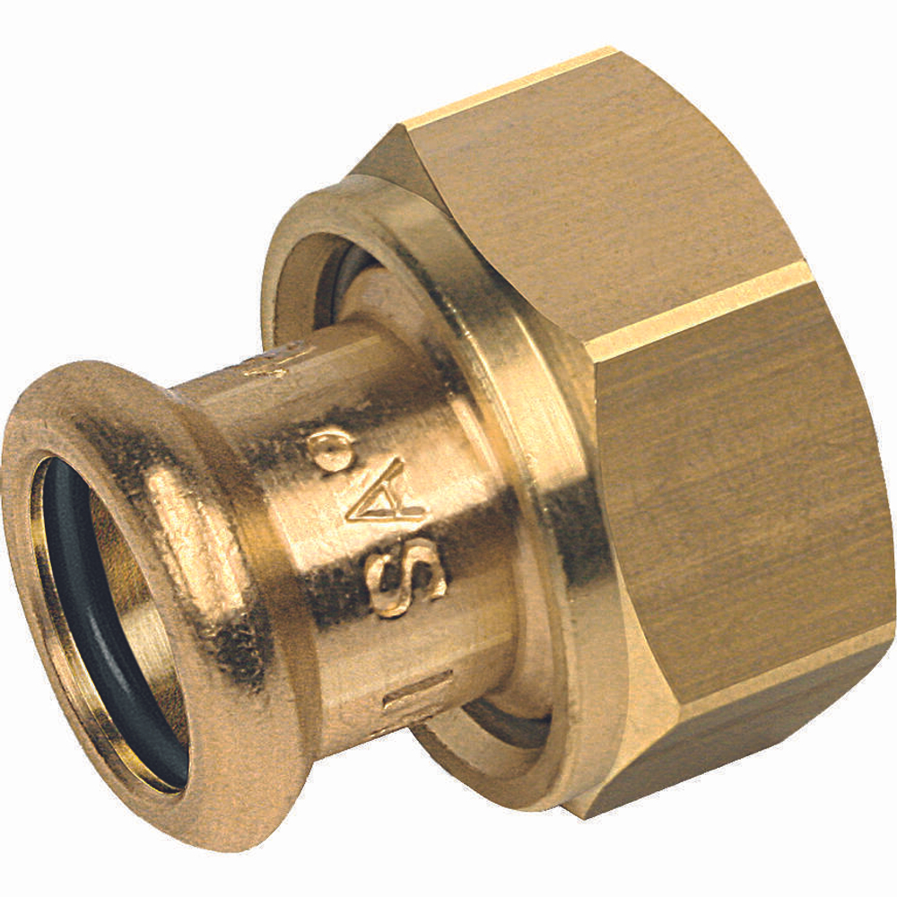 Разъемное соединение с плоским уплотнением, пресс-накидная гаайка, бронза, Ду 15-35, тип 8359G, Sanha