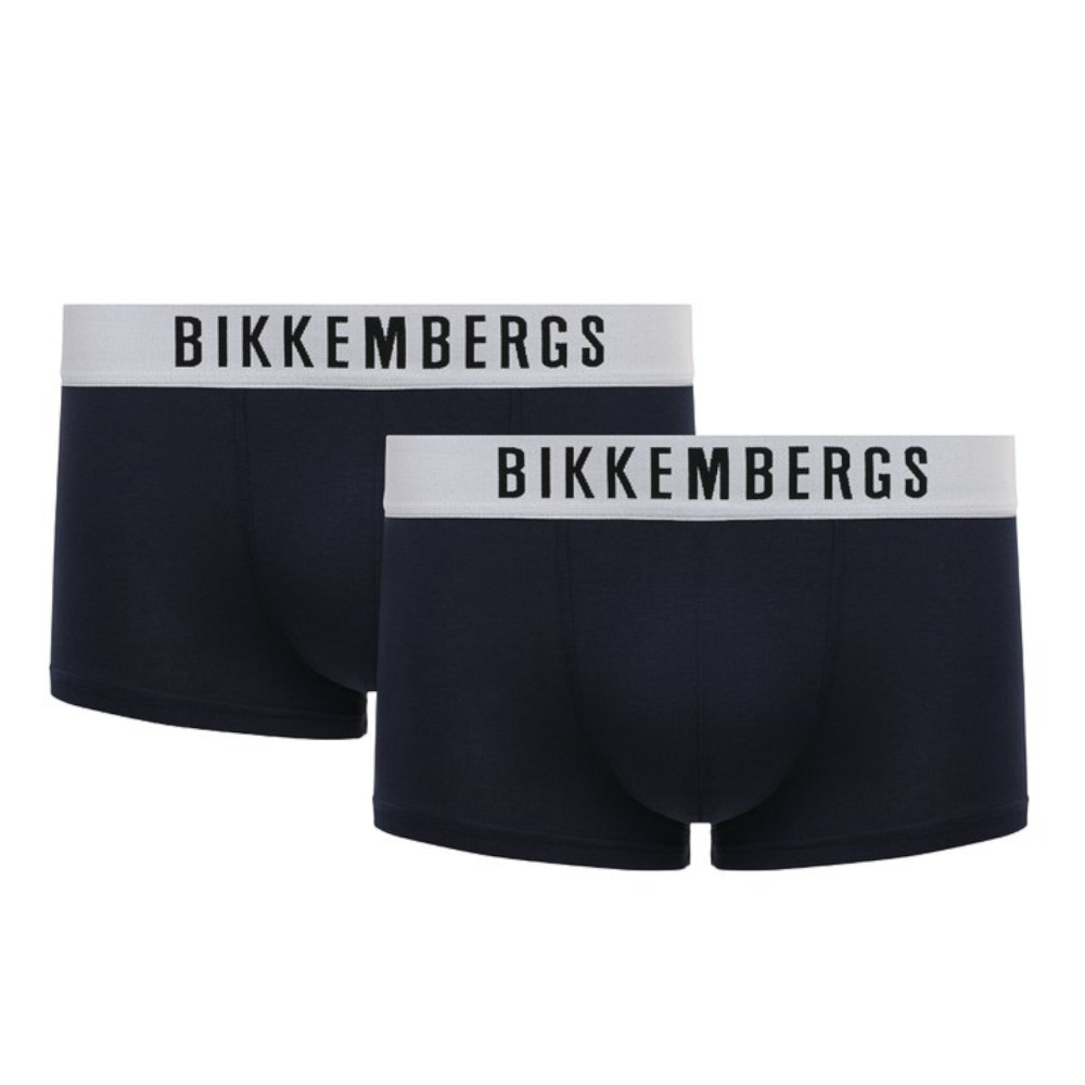 Мужские трусы хипсы синие набор 2 в 1 Bikkembergs ELEGANCE BKK1UTR10BI/2