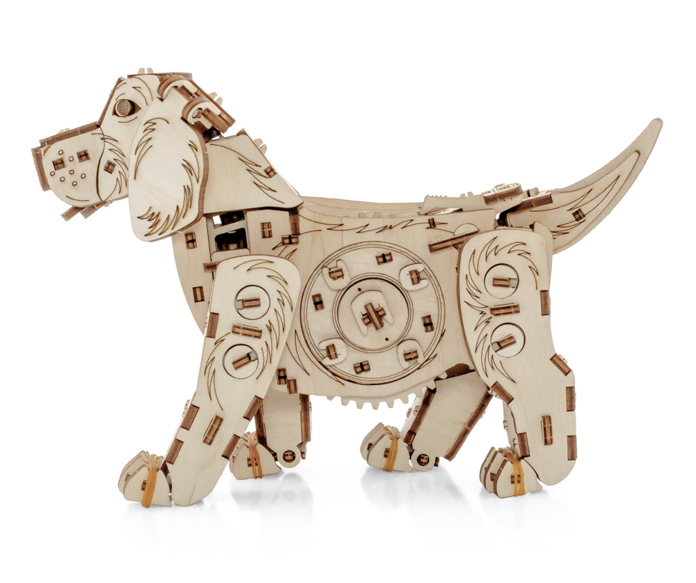 Конструктор деревянный 3D EWA Механический щенок Puppy
