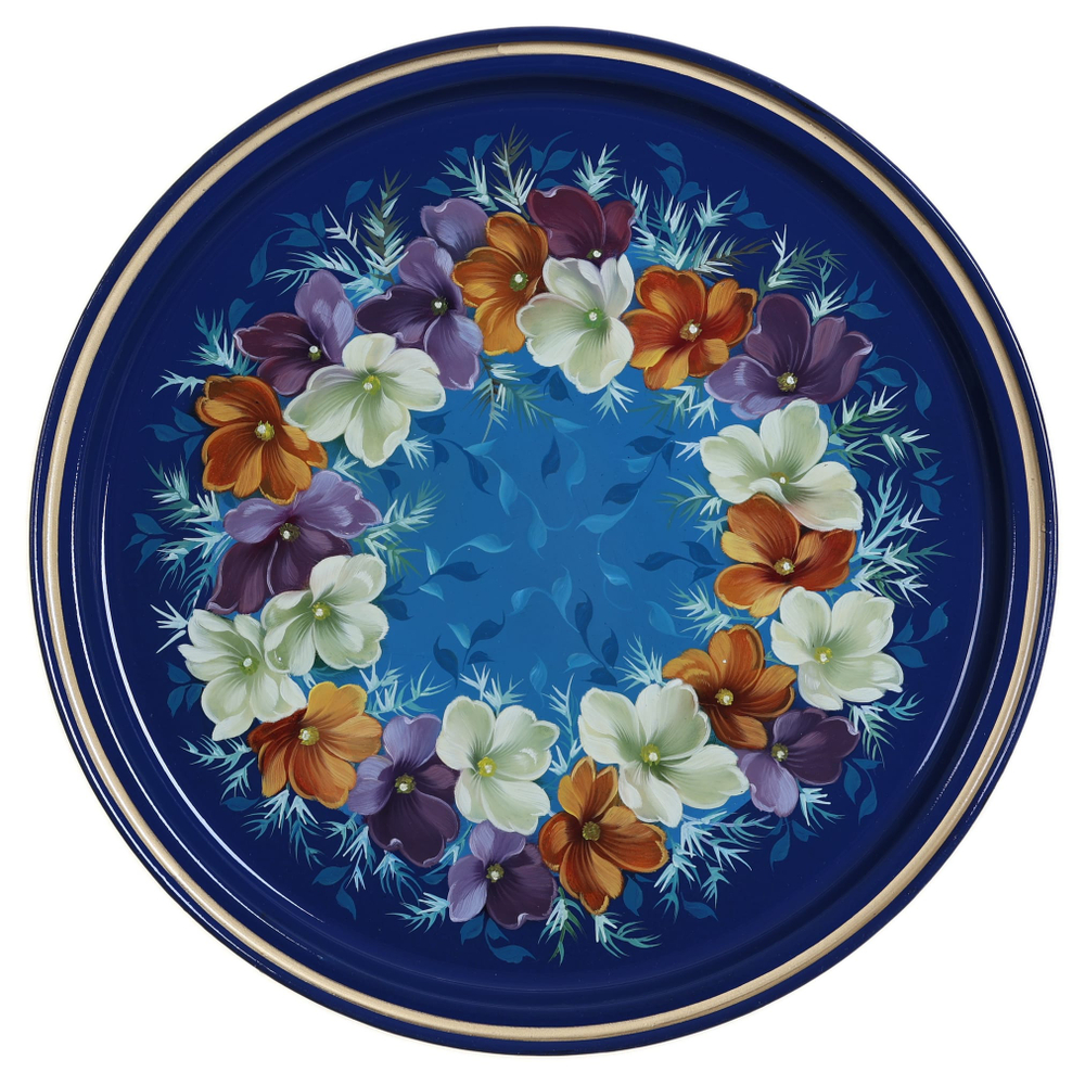 Жостовский поднос декоративный, размер 30 см (A9), металлический