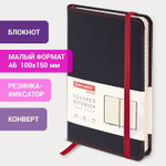Блокнот малый ФОРМАТ (100x150 мм) А6 BRAUBERG "Office" под кожу 80 л. клетка черный (3 штуки в упаковке)