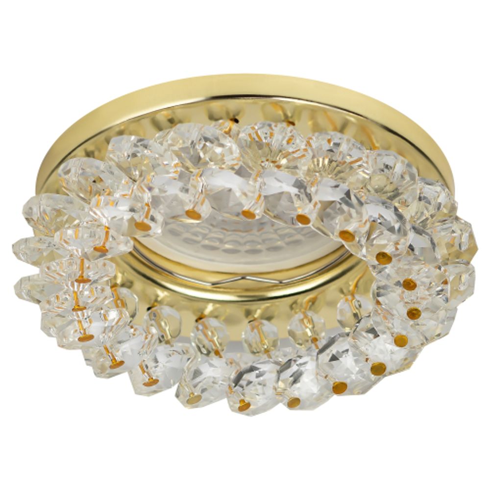 Светильник встраиваемый декоративный ЭРА DK16 GD/WH под лампу MR16 GU5.3 декор с хрусталиками прозрачный/золото | Декоративные встраиваемые светильники