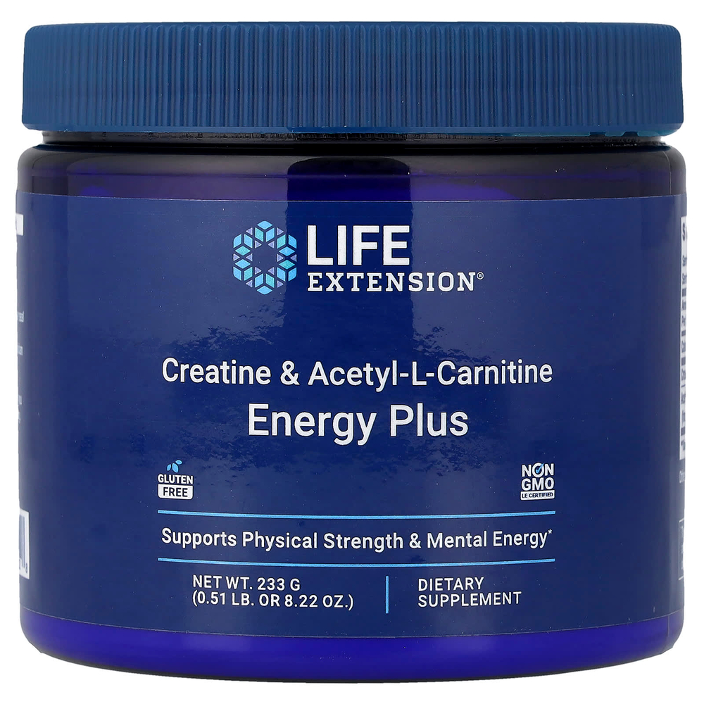Life Extension, креатин и ацетил-L-карнитин, Energy Plus, 233 г (0,51 фунта)