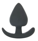 Черная каплевидная анальная силиконовая пробка с ограничителем - 8 см.