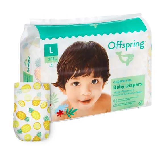 Подгузники Offspring L 9-13 кг, 36 шт, ананасы