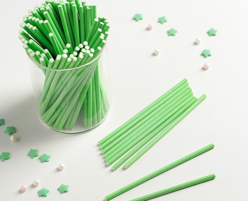 Палочки для кейкпопсов 10x0,3 см (в наборе 100 шт), цвет зелёный, 4345977