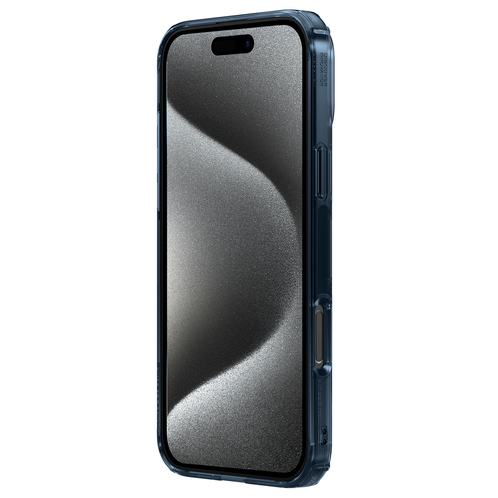 Прозрачный чехол с мягкими синими боковыми рамками от Nillkin для iPhone 16 Pro Max, серия Nature TPU Pro Case