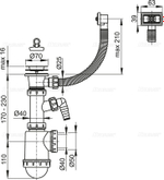 Сифон для мойки AlcaPlast A444P-DN50/40