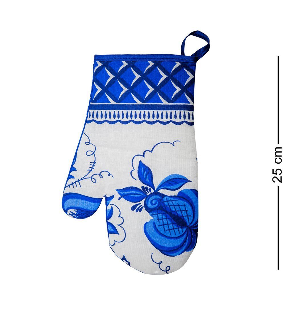 ТК-242 Набор 4 пр. «Фартук, рукавица, прихватка, полотенце» (лен, бело синий)